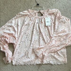 Free People Blush Lace Blouse
